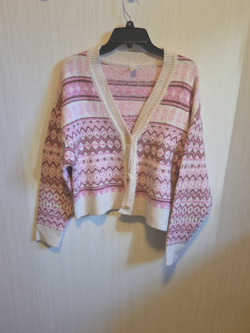 TWIK Pink And Cream Caridigan Size Large